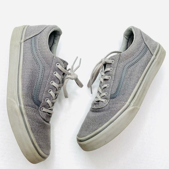 Vans Off the Wall Old Skool Sneakers in Grey Crosshatch with Grey Gum Bottoms - Picture 3 of 12